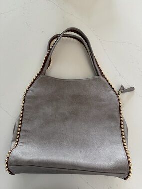 Big Buddha Gray Tote with Gold Stud Trim